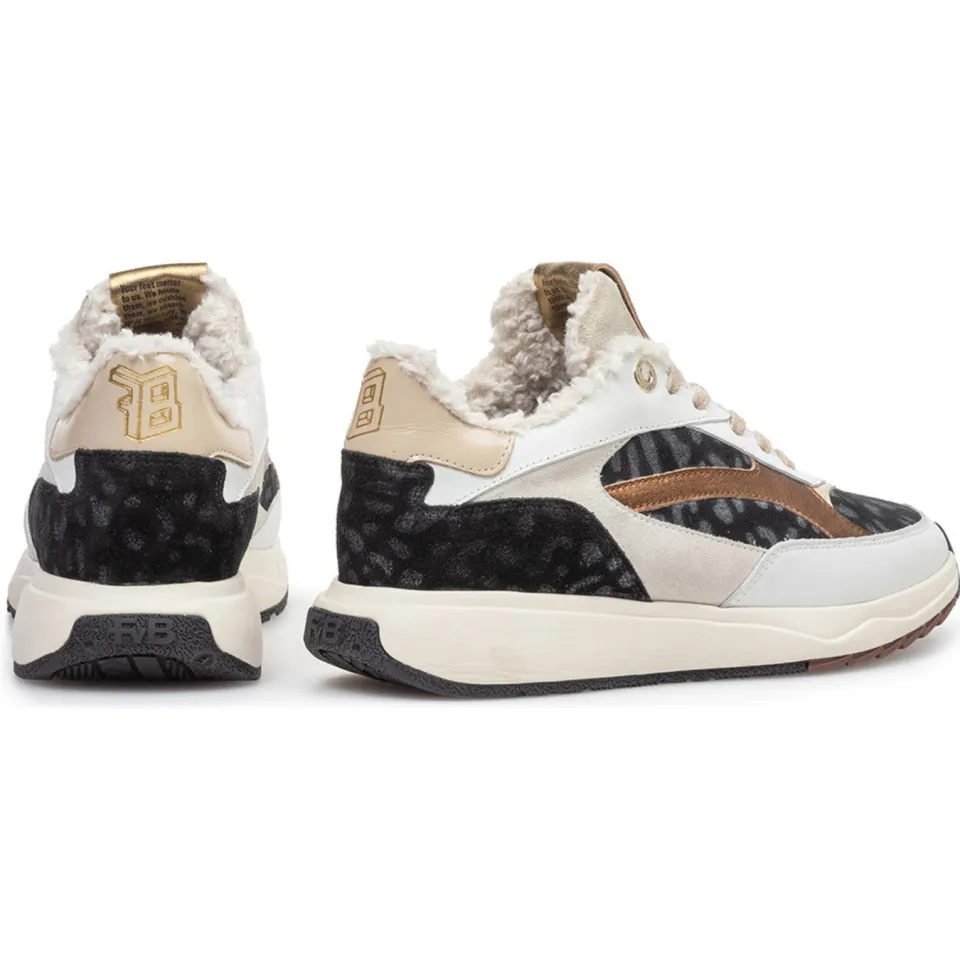 Floris Van Bommel Suvi 02.10 gevoerde leren sneakers wit/panter, foto 2
