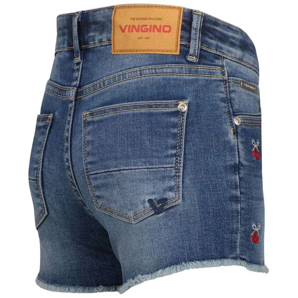 Vingino regular high waist jeansshort medium blue denim, foto 4