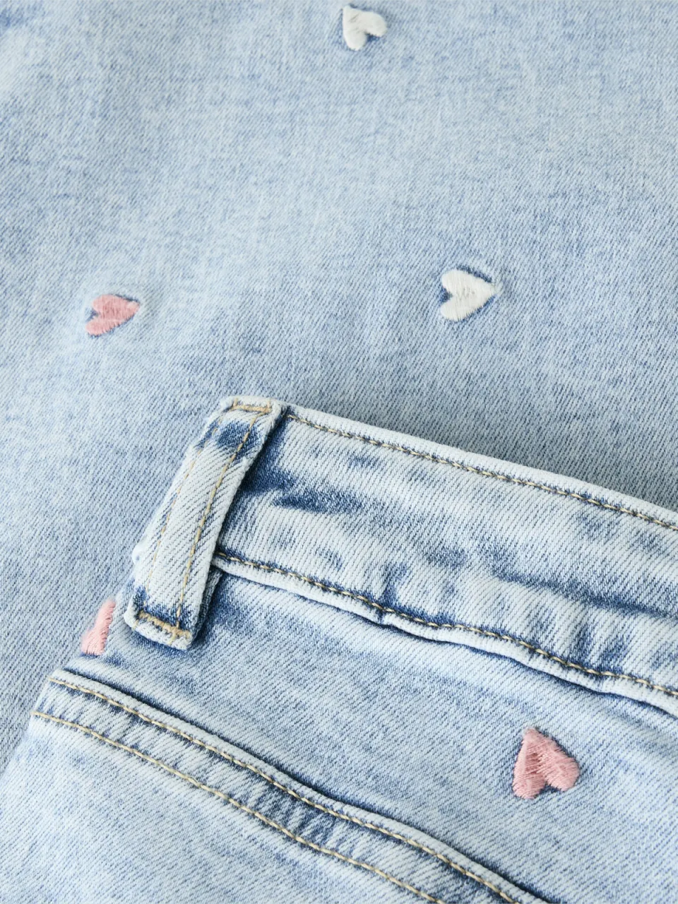 NAME IT KIDS wide leg jeans met hartjes light blue denim, foto 6