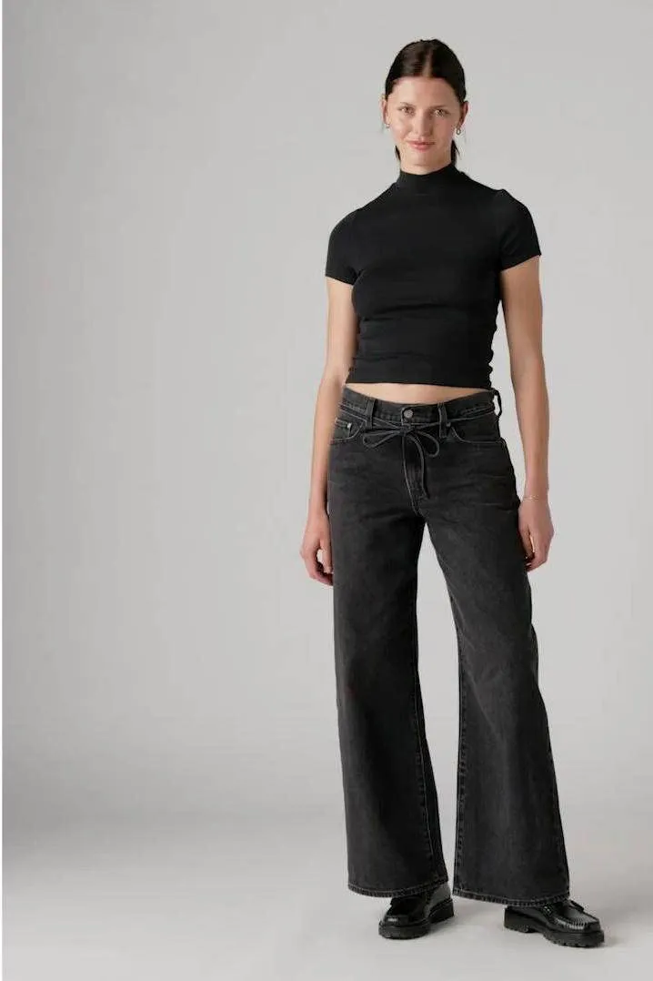 Levi's XL STRAIGHT high waist wide leg jeans black denim, foto 5