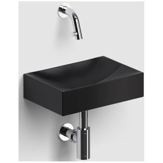 Clou Vale Fontein Zonder Kranenbank Met Geintergreerde Afvoer Mat Zwart Keramiek 28 cm