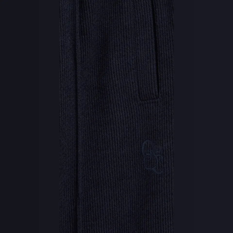 WE Fashion corduroy tapered joggingbroek donkerblauw, foto 6