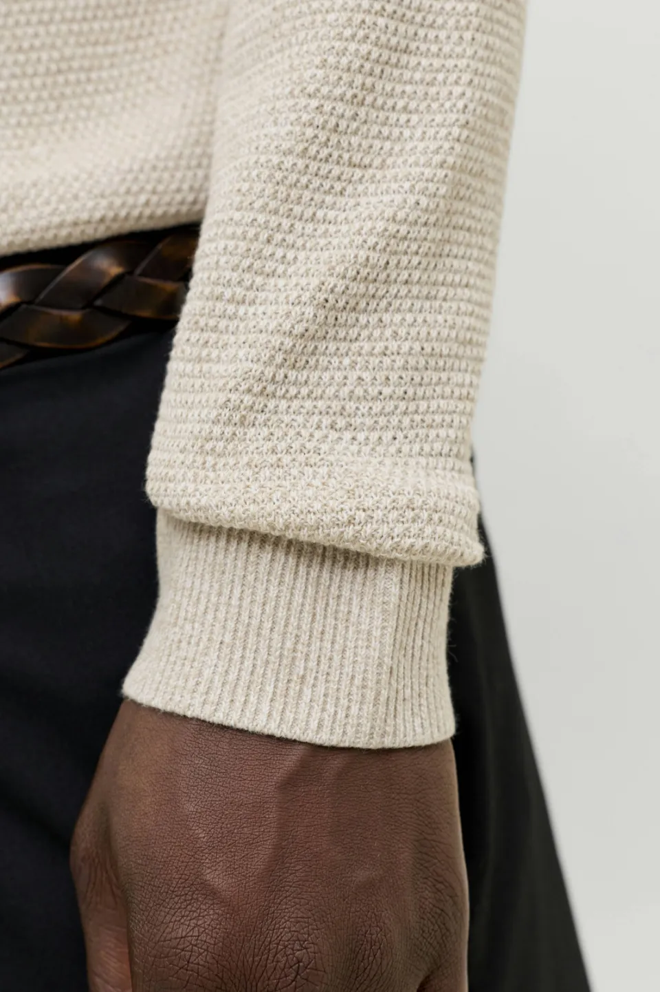 Jack & Jones ESSENTIALS katoenen regular fit gebreide gemêleerde trui - greige greigedetail:twist, foto 7