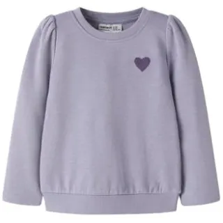 NAME IT MINI rechtvallende sweater met borduursels - paars Effen