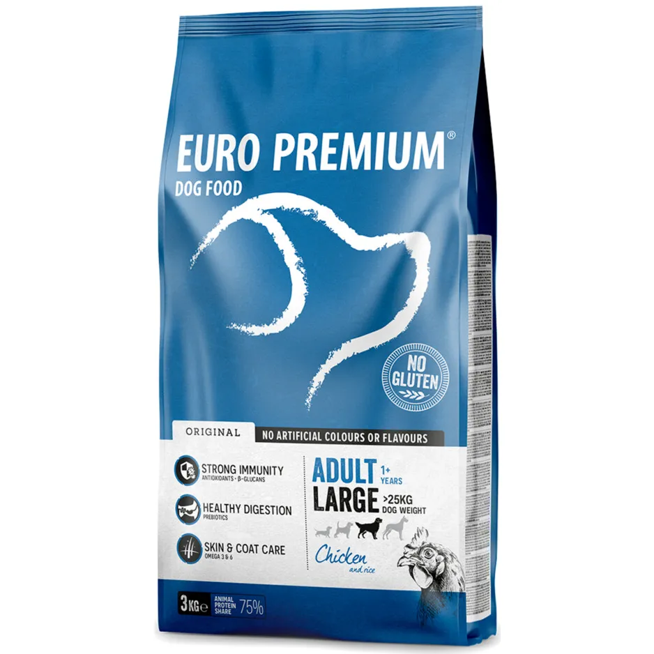 Euro Premium Adult Large kip & rijst hondenvoer 3 kg, foto 2