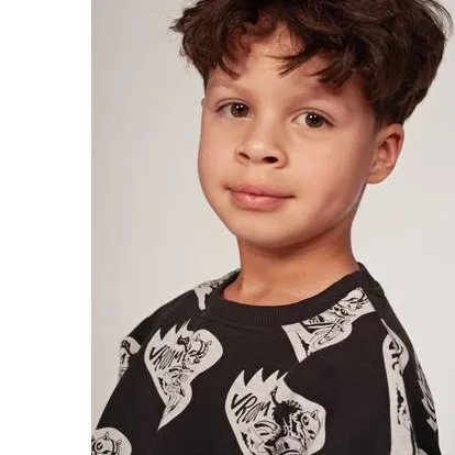 Sturdy junior oversized sweater met print - antraciet/offwhite, foto 7
