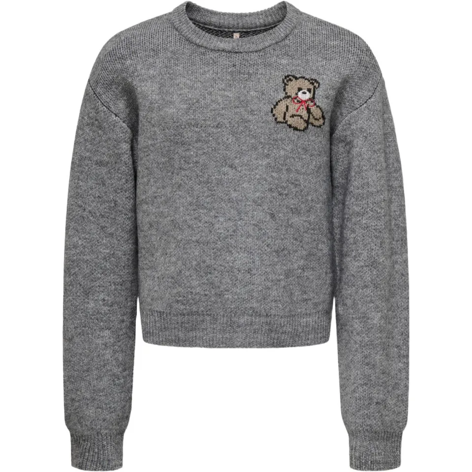 KIDS ONLY GIRL trui met backprint grijs melange gebreid, foto 2