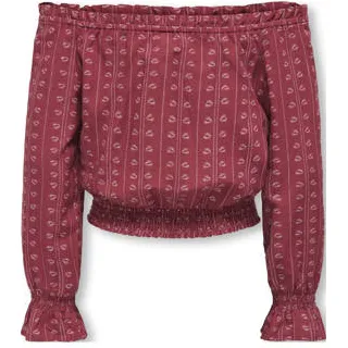 Only off shoulder top donkerrood, foto 2