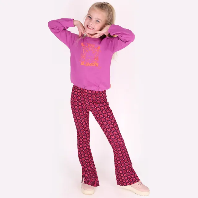 B.Nosy Pepper flared broek met print donkerroze Donkerroze/paars