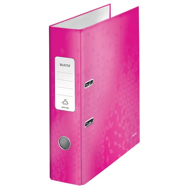 Leitz wow ordner, met 180º mechaniek, 80 mm. breed, kleur metallic roze