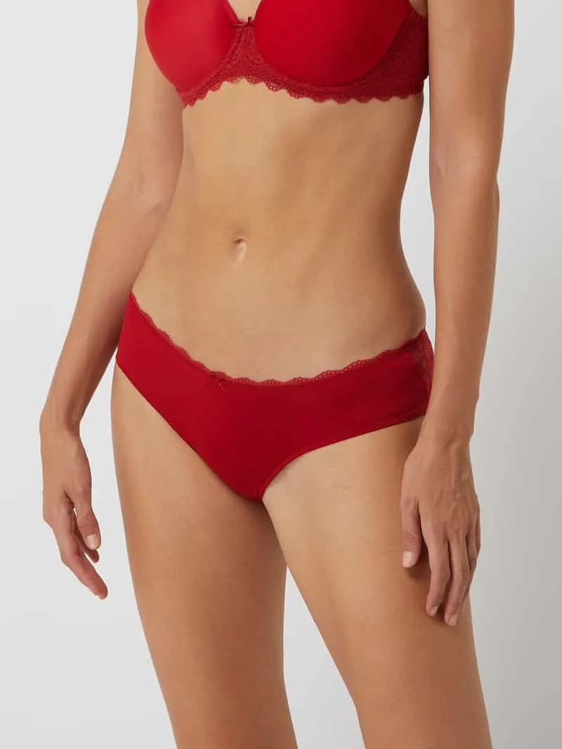 Mey Heupslip met kanten inzet rood