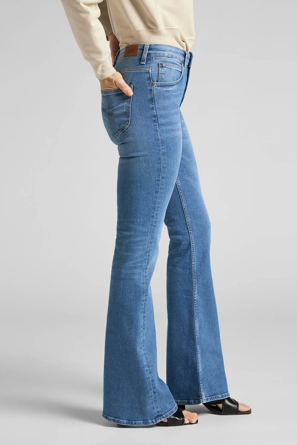 Lee high waist flared jeans Breese light blue denim, foto 5