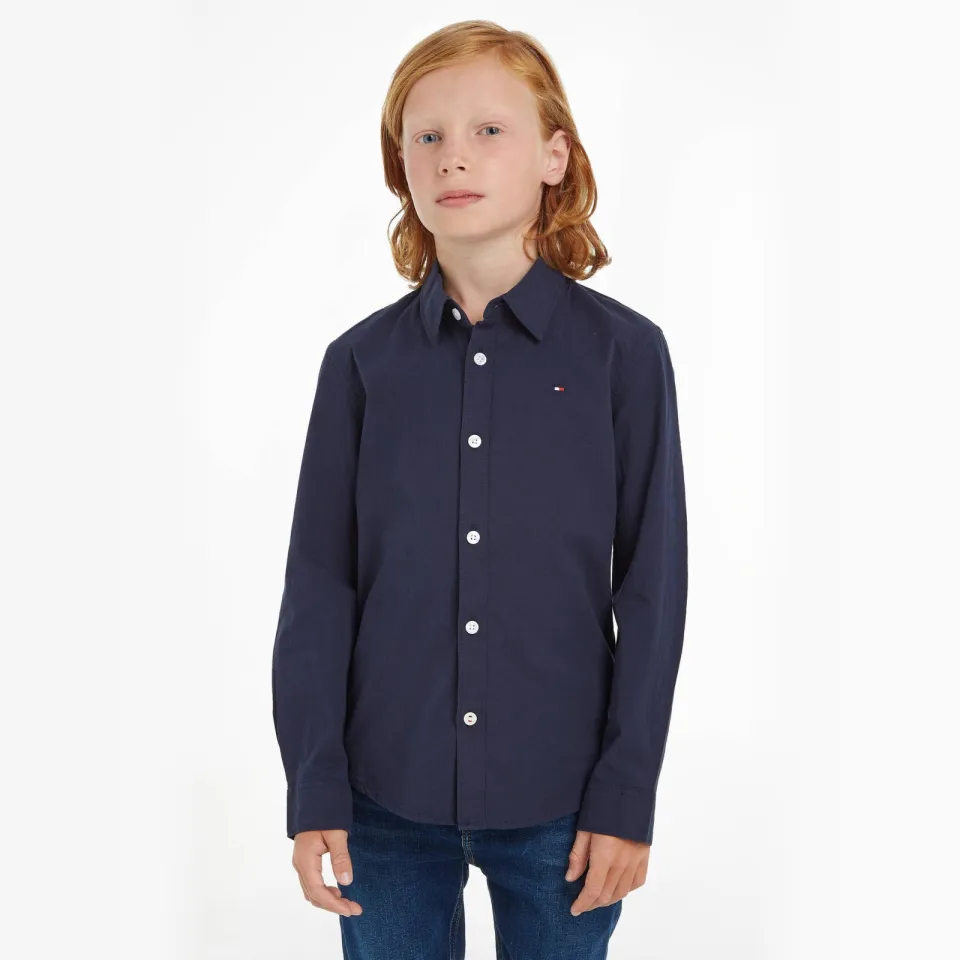 Tommy Hilfiger poplin overhemd donkerblauw