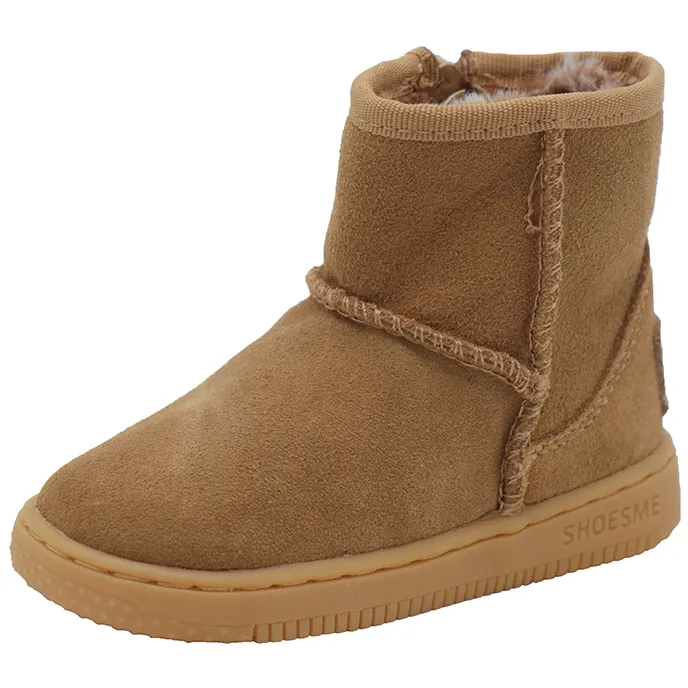 Shoesme gevoerde suède enkelboots cognac, foto 4