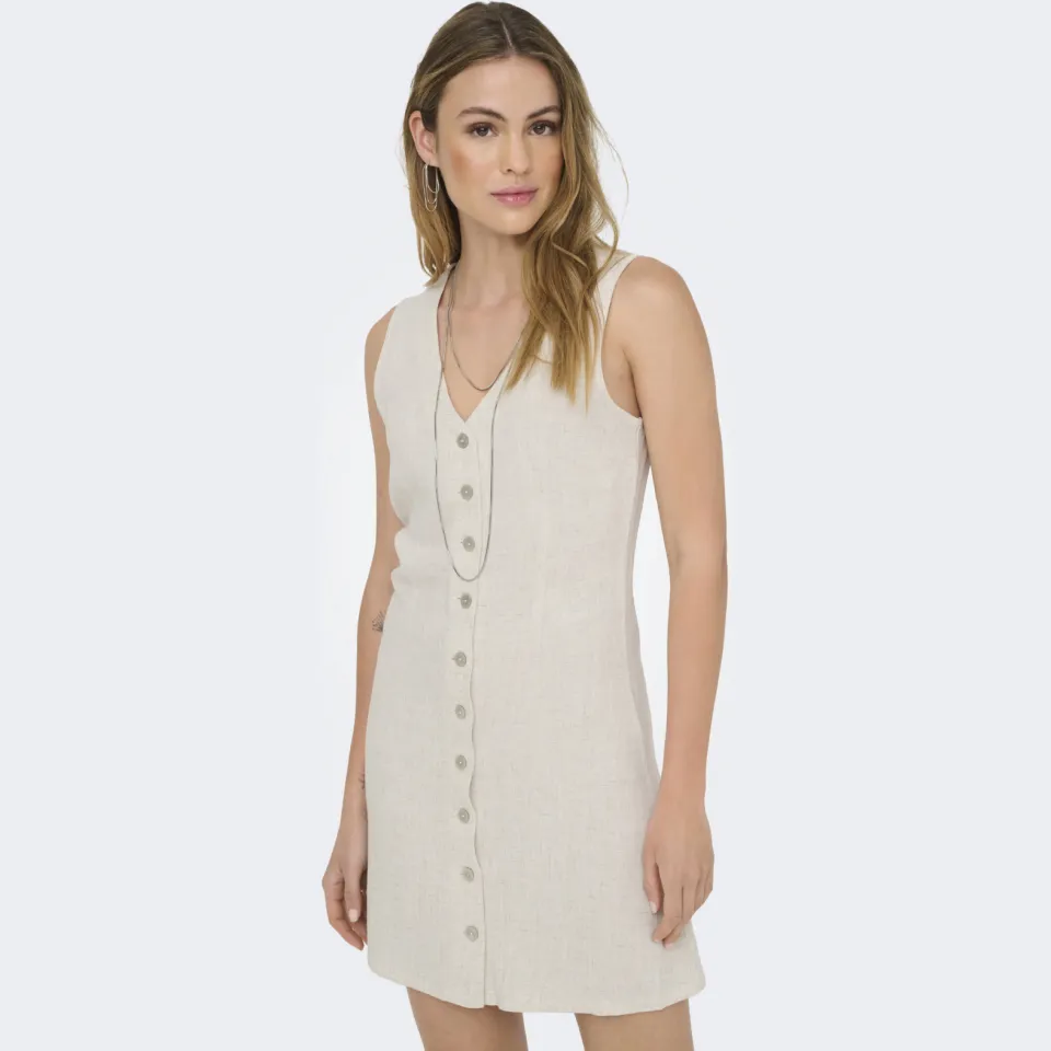 Only getailleerde vrijetijdsjurk beige, foto 3