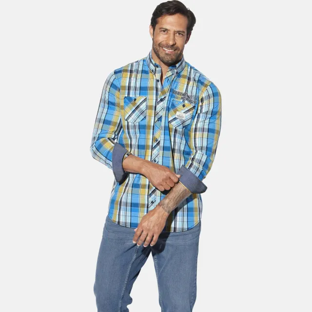 Jan Vanderstorm casual overhemd JORHEIM Plus Blauw