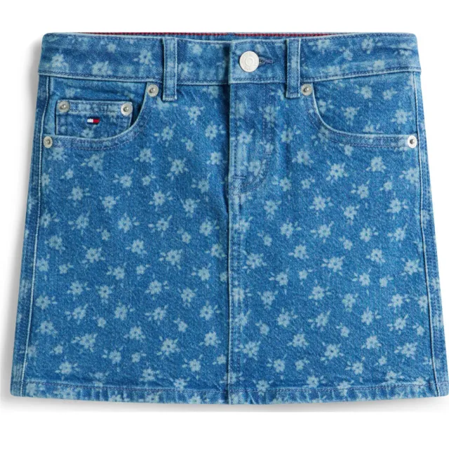 Tommy Hilfiger gebloemde denim spijkerrok lichtblauw, foto 2