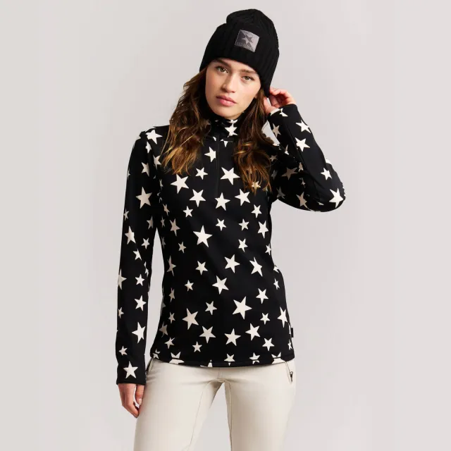 Protest PRTSwana fleece sweater met sterren - zwart/ecru
