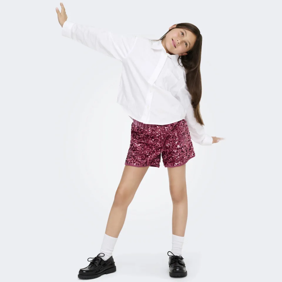 Only korte broek met pailletten donkerroze