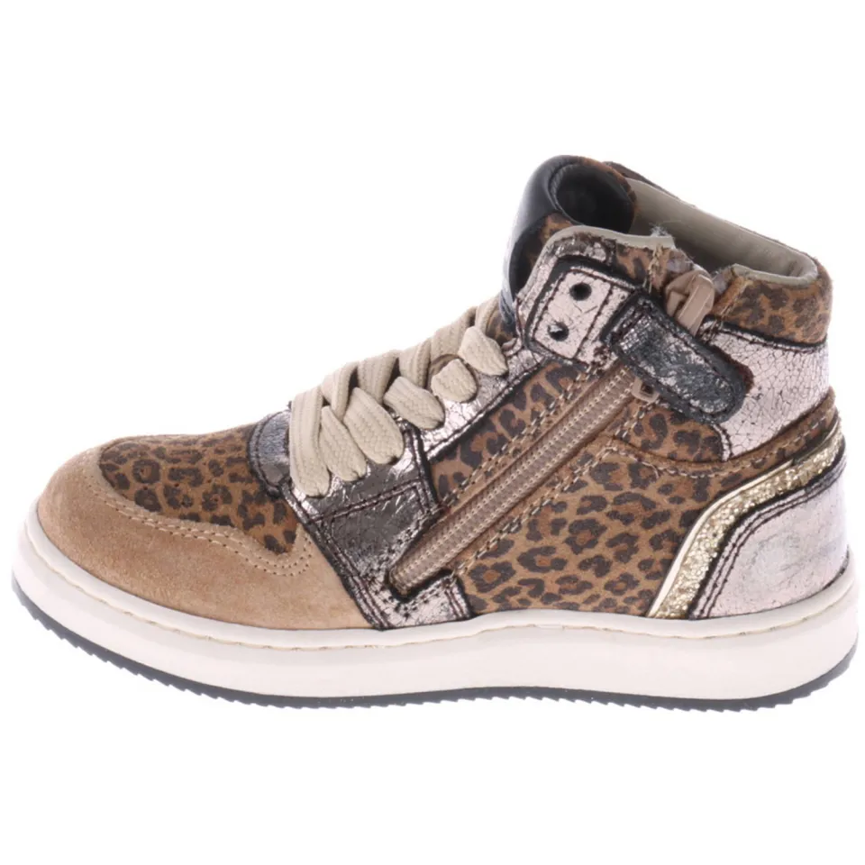 Pinocchio hoge sneakers beige panterprint, foto 3