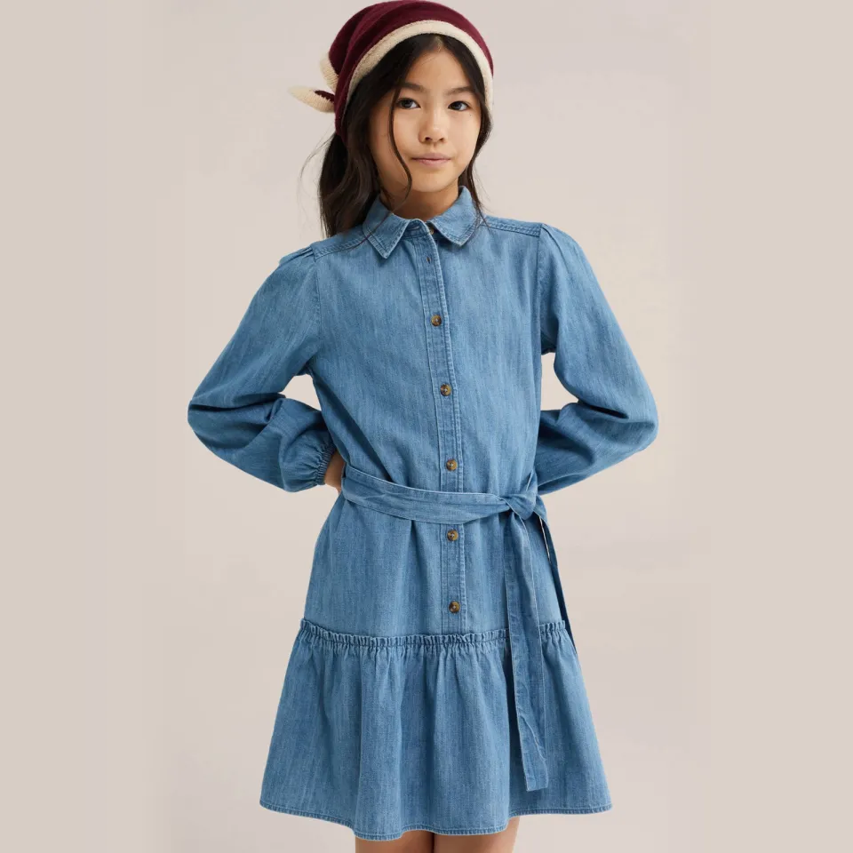 WE Fashion spijkerjurk met ruches blauw, foto 3