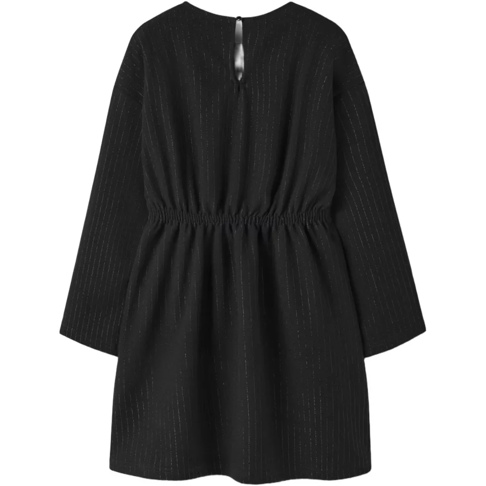 NAME IT KIDS jurk met glitters en krijtstreep - zwart, foto 3