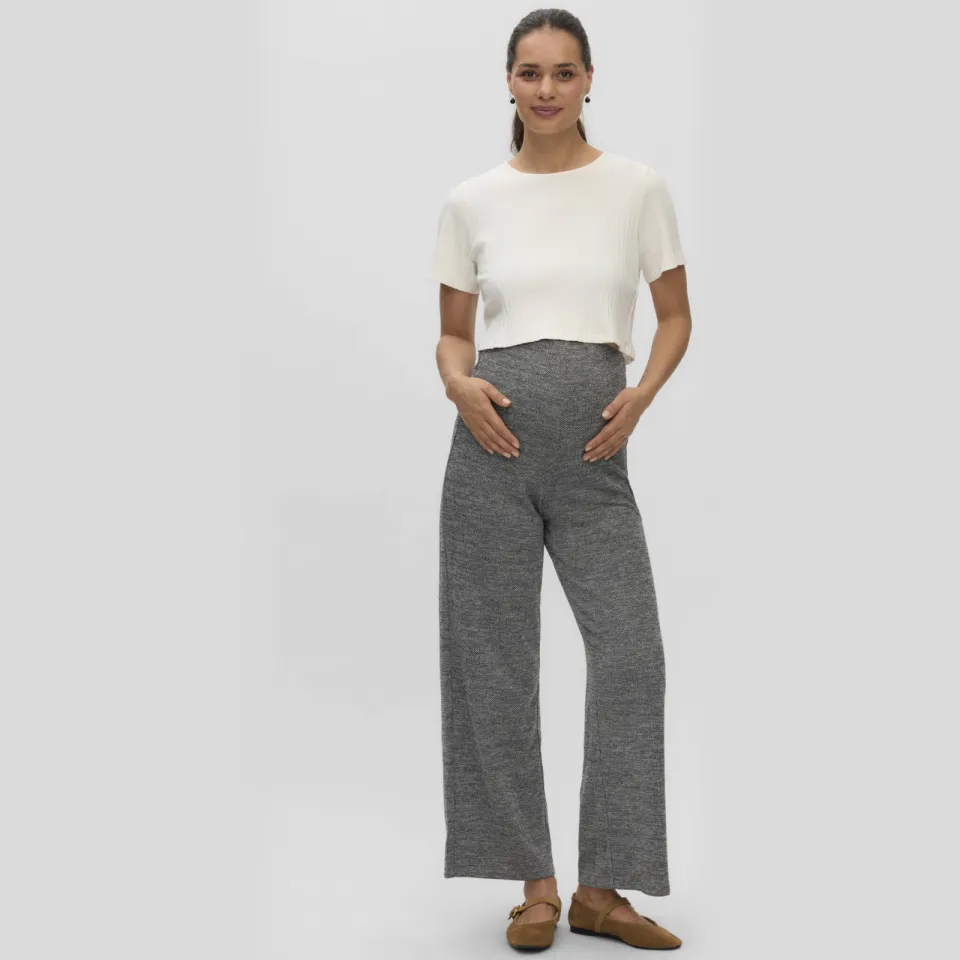 Vero Moda Maternity wide leg zwangerschapsbroek donkergrijs