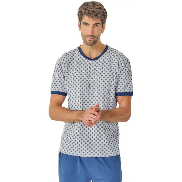 J&J Brothers JJB21 pyjamaset lange mouwen blauw Grijs