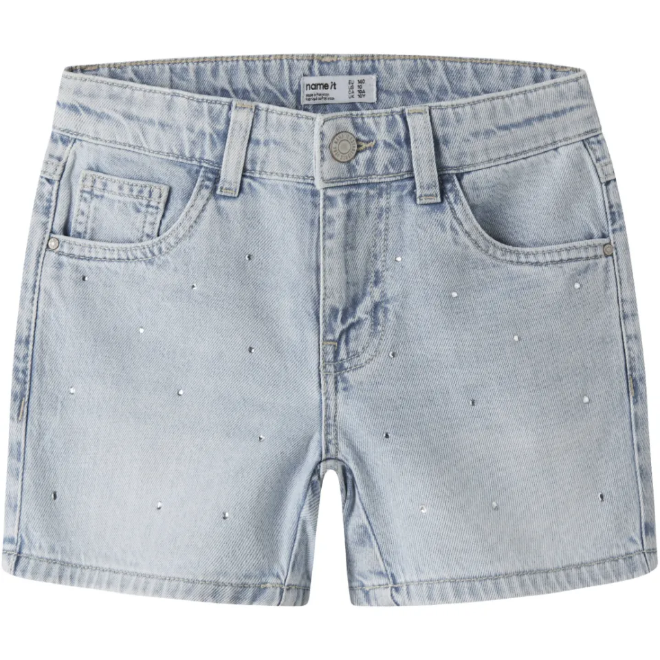 NAME IT jeansshort met strasssteentjes light blue denim, foto 2