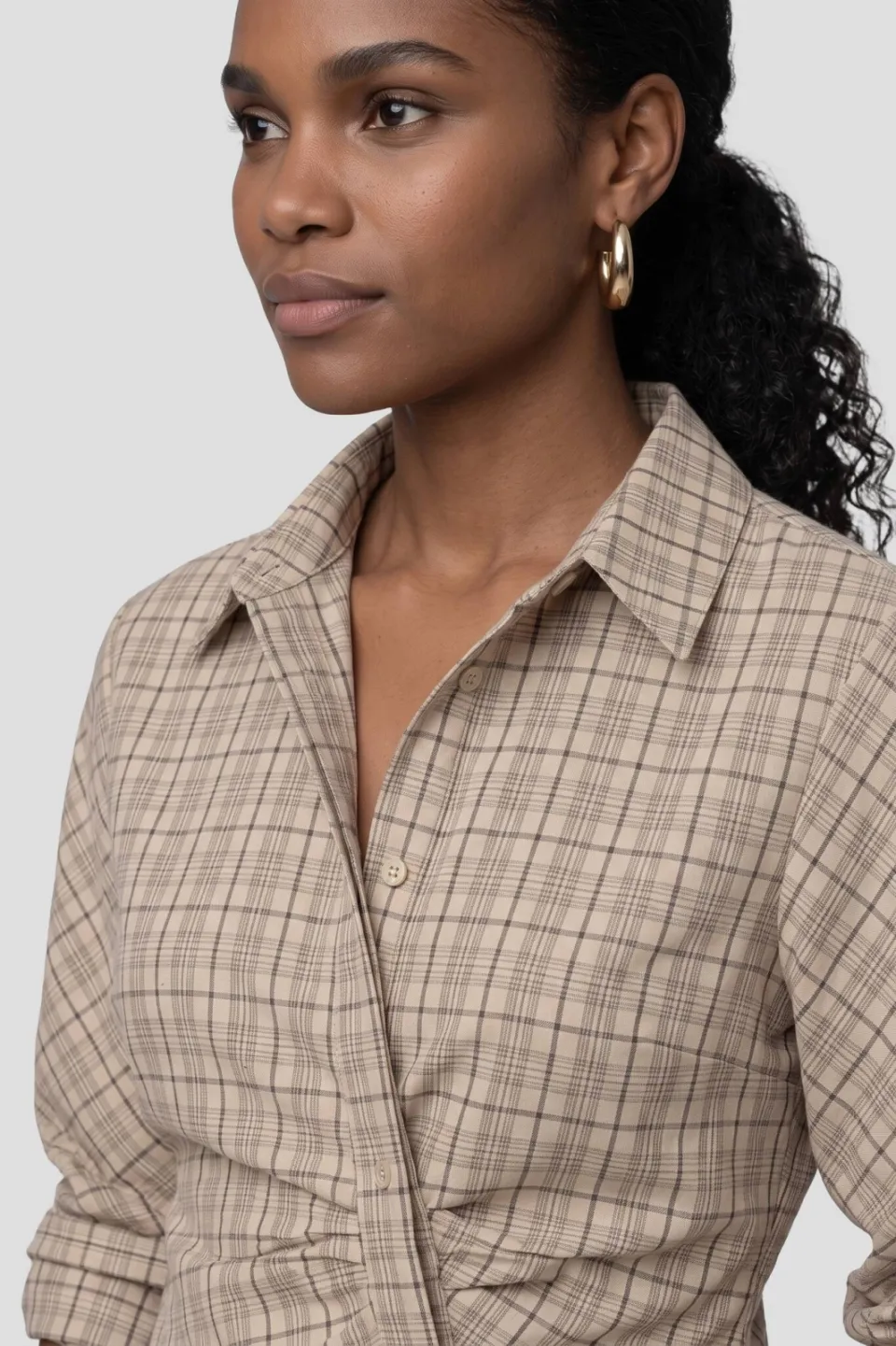 Notre-V Blouse Nv-isa Big Check Beige, foto 2