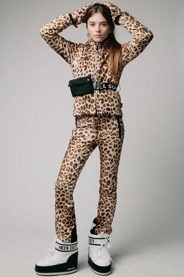 SuperRebel skibroek met dierenprint - zand/zwart/bruin