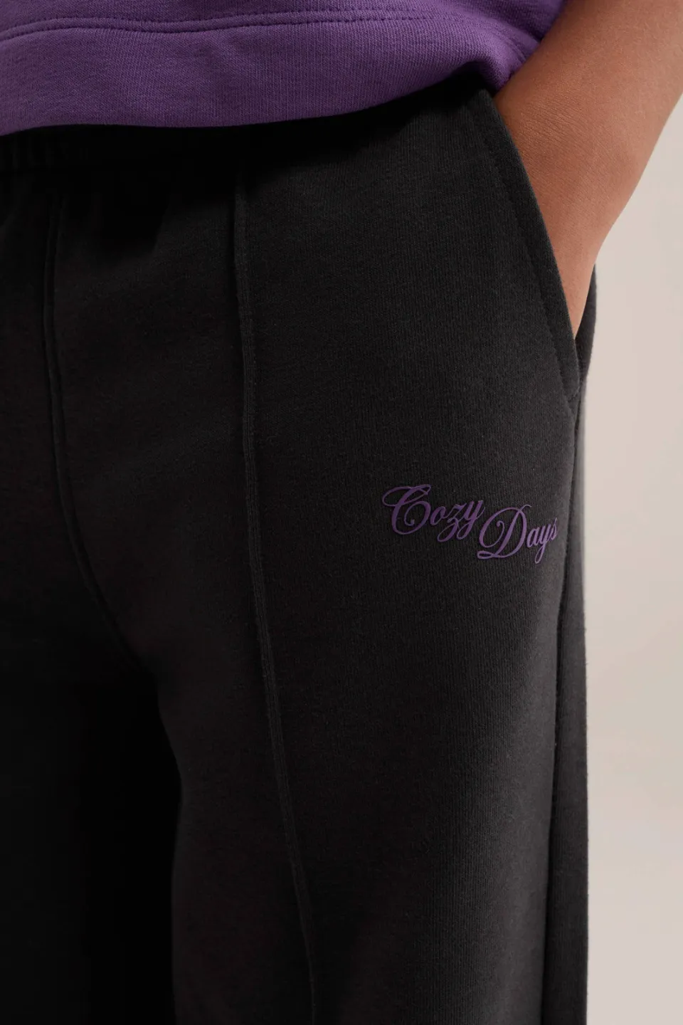 WE Fashion wide leg joggingbroek antraciet, foto 5
