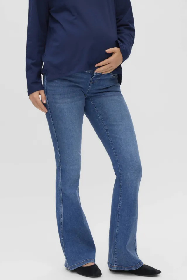 Mamalicious zwangerschaps flared jeans - medium blue denim, foto 2