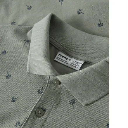 NAME IT KIDS polo grijsgroen Jongens Stretchkatoen Polokraag All over print, foto 3
