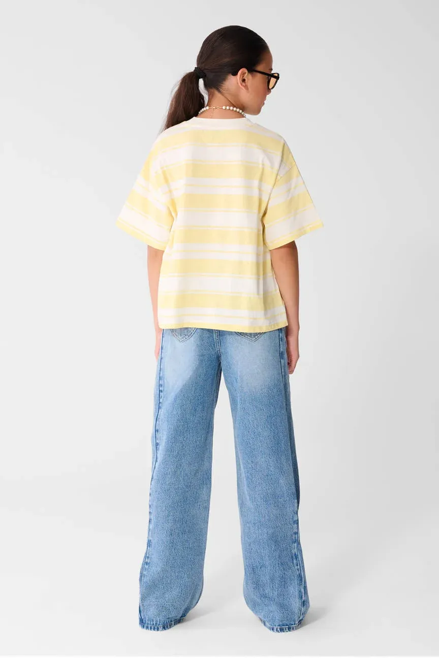 Shoeby gestreept t-shirt lichtgeel, foto 7