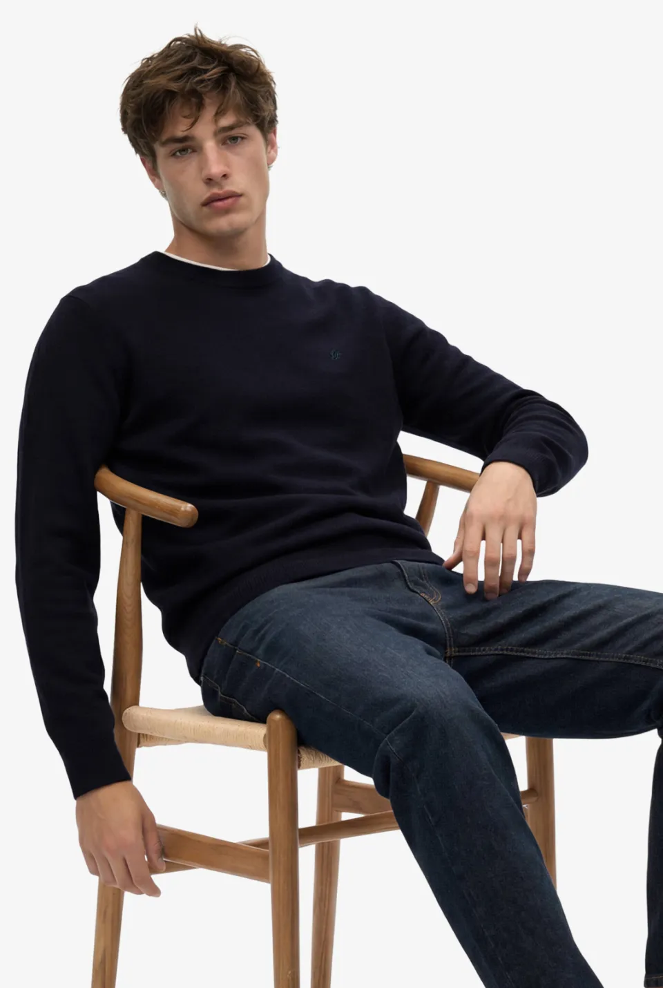 Superdry wollen regular fit gebreide trui - donkerblauw, foto 4