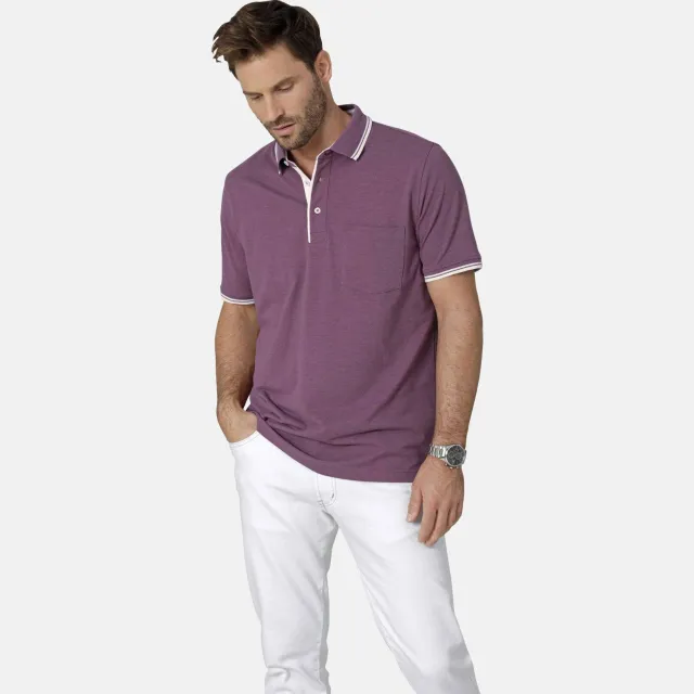 Babista regular fit polo met contrast bies Plus Size - lila