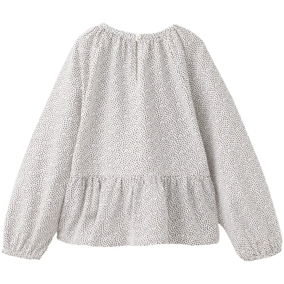 Mango blousetop met ruches en stippen wit, foto 3