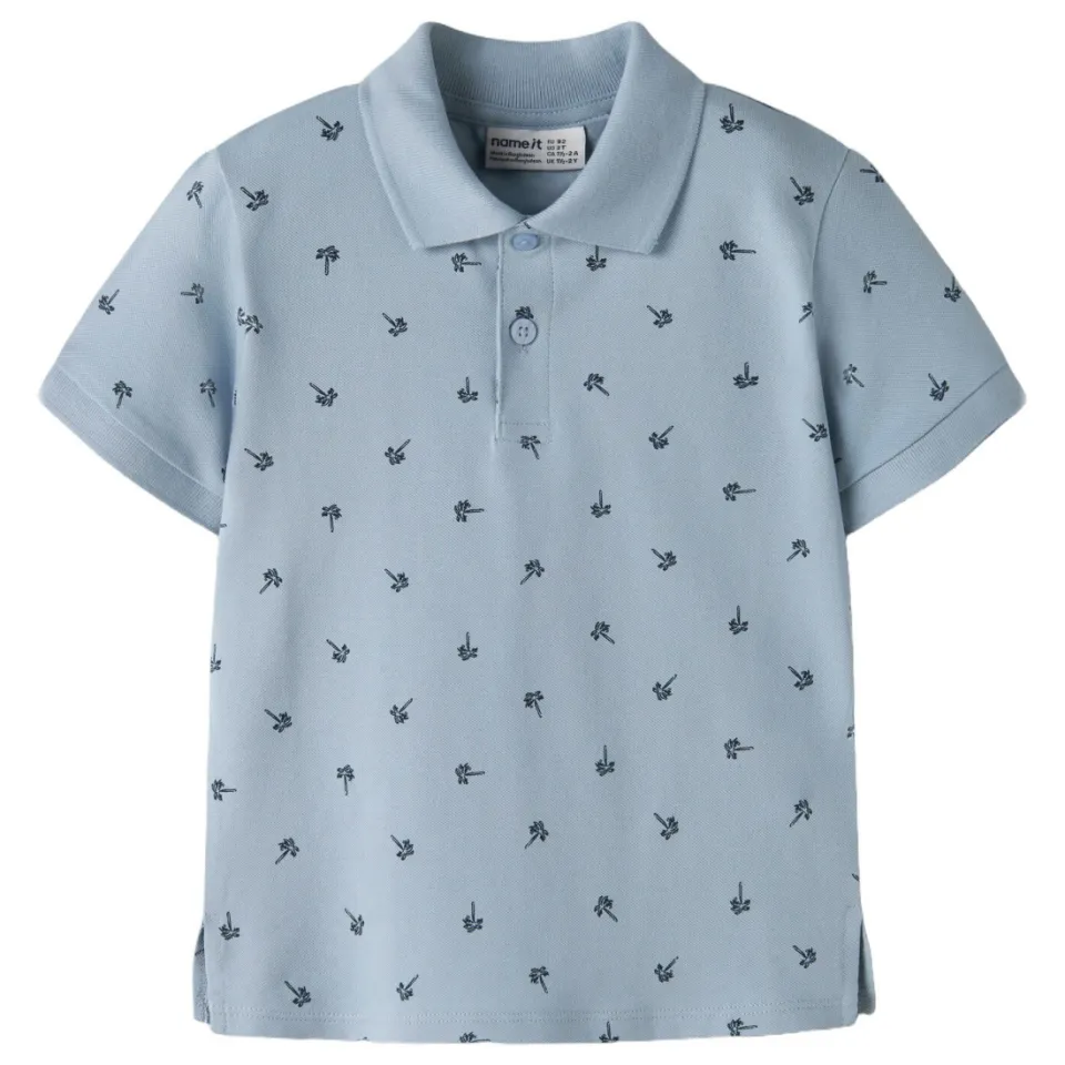 NAME IT MINI polo blauw Jongens Stretchkatoen Polokraag All over print