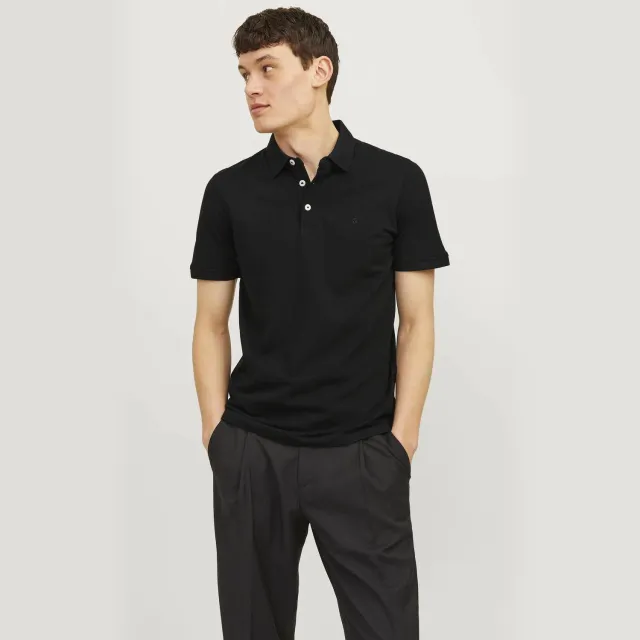 Jack & Jones ESSENTIALS slim fit polo JJEPAULOS van katoen black, foto 2