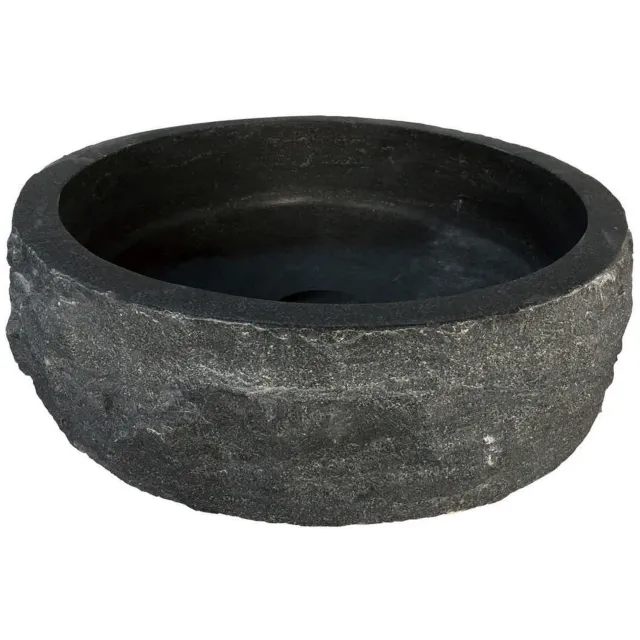 Boss & Wessing BWS Opzetwastafel Hardsteen Hamerslag Rond 40x12 cm Zwart