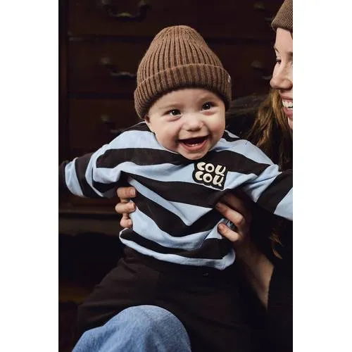 Z8 newborn gestreepte sweater - donkerbruin/lichtblauw, foto 3
