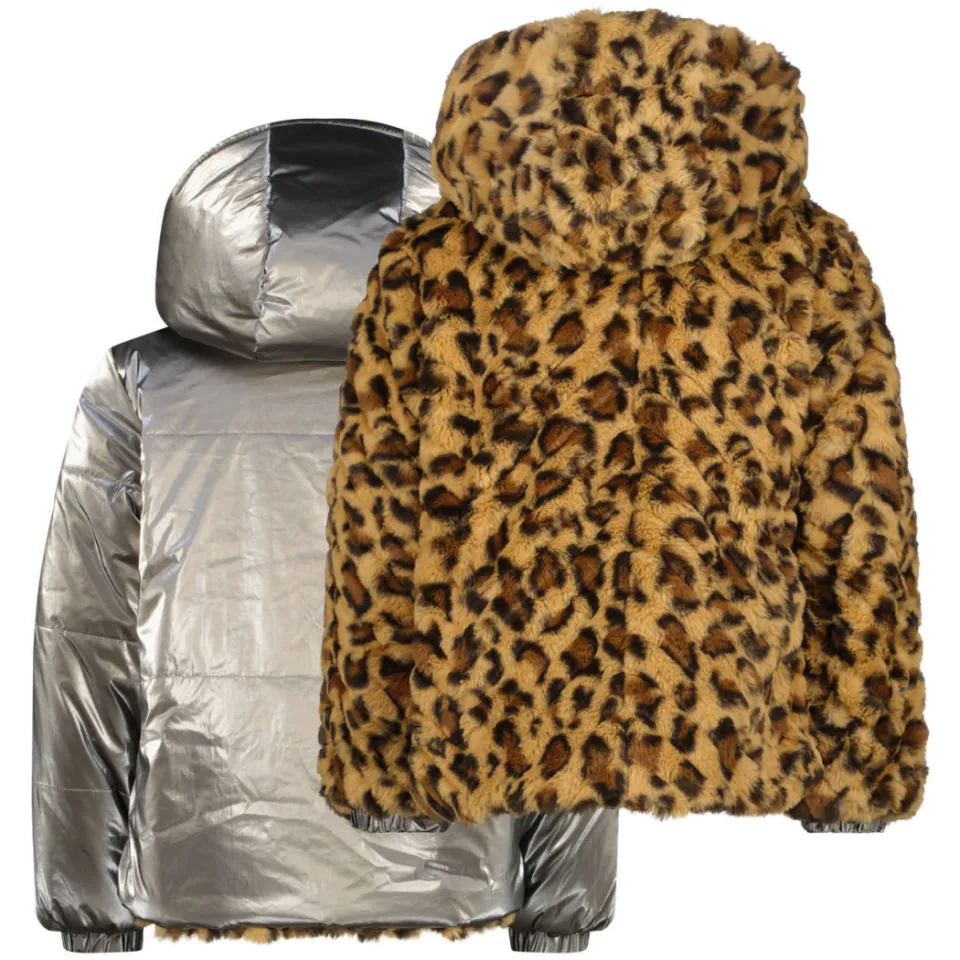 Vingino omkeerbare winterjas panterprint bruin, foto 5