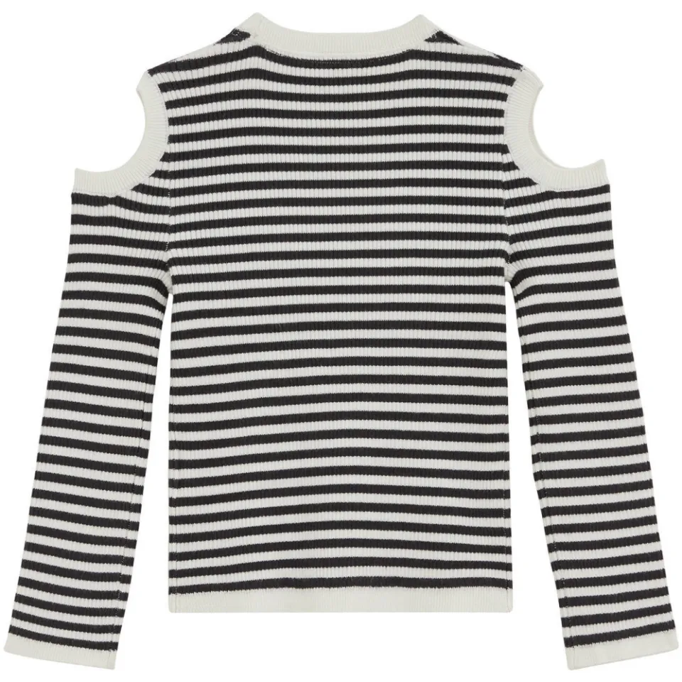 WE Fashion katoenen gestreepte gebreide trui met cut-out - ecru, foto 4
