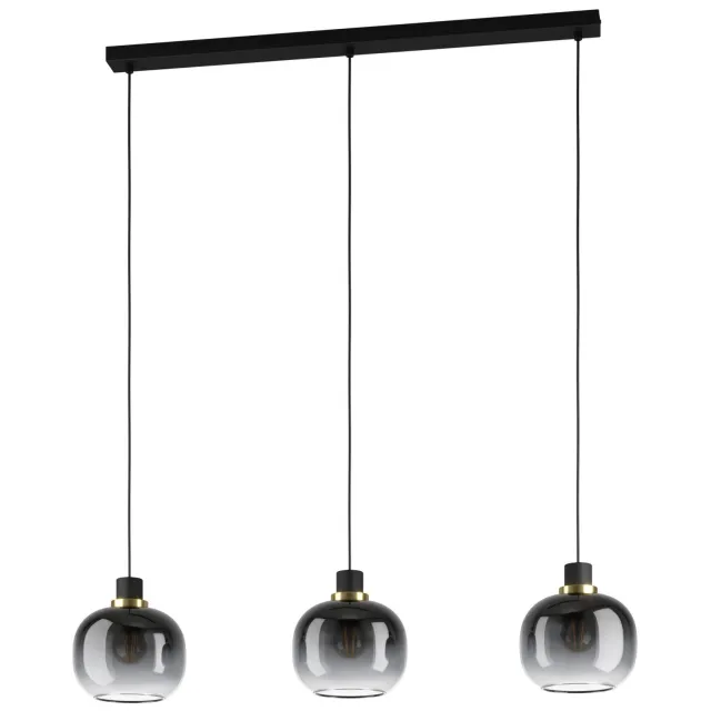 EGLO Oilella Hanglamp - E27 - 95 cm - Rookglas | smoke glas - Zwart Zwart;Messing;Zwart;Grijs;Transparant;