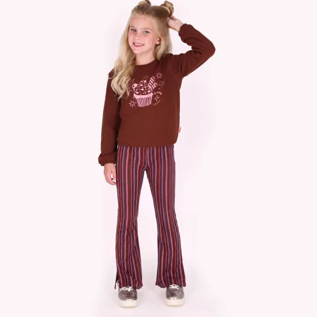 B.Nosy Phae flared broek bruin Bruin/roze/paars