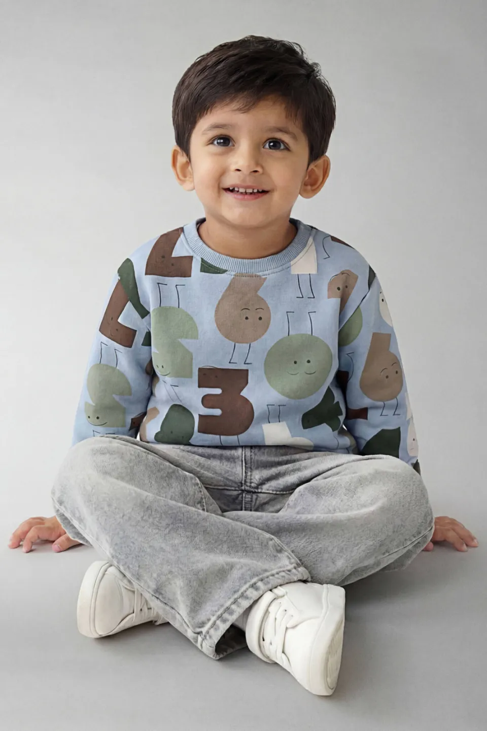 NAME IT MINI sweater met print - blauw/beige/groen, foto 3