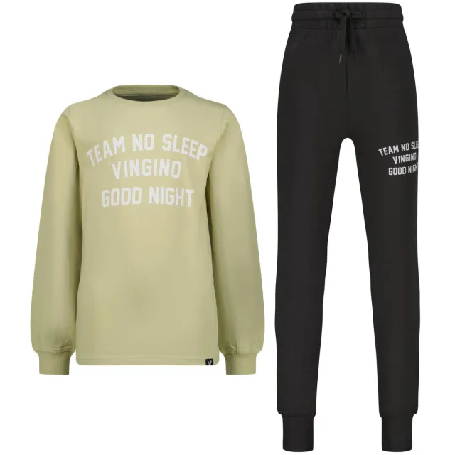 Vingino pyjama groenbruin met tekst Groenbruin/donkerbruin