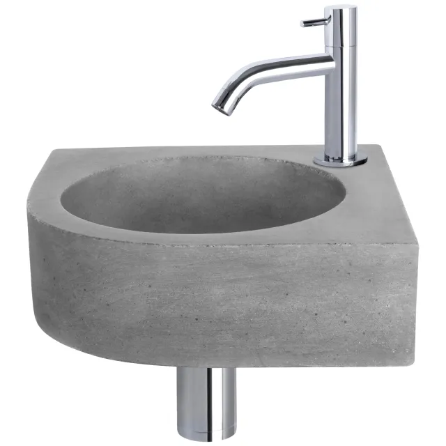 Differnz Fonteinset Differnz Cleo 31.5x31.5x10 cm Beton Donker Grijs Met Kraan Gebogen Chroom