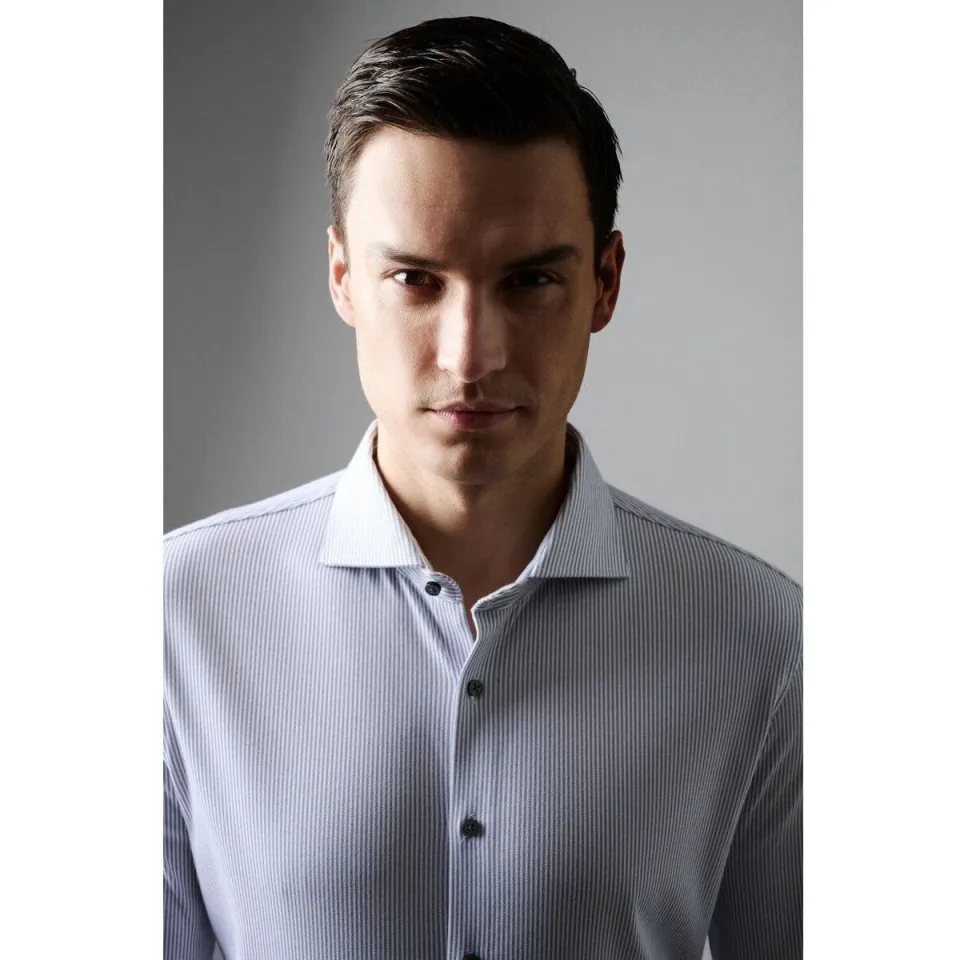 Desoto Modern Fit jersey overhemd blauw gestreept, foto 2